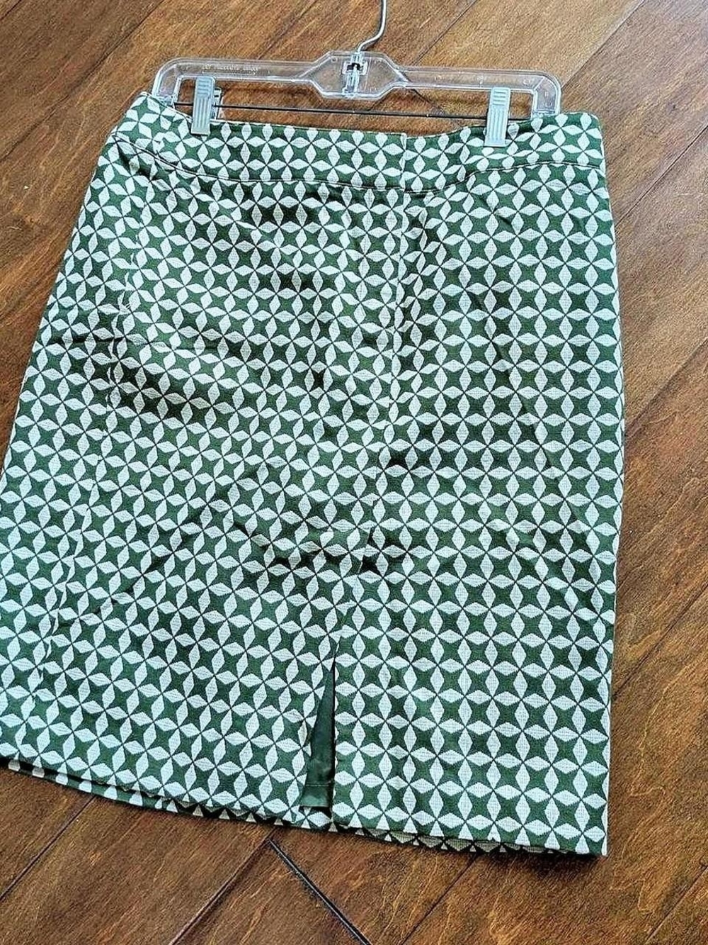 LOFT Green Geometric Pencil Skirt